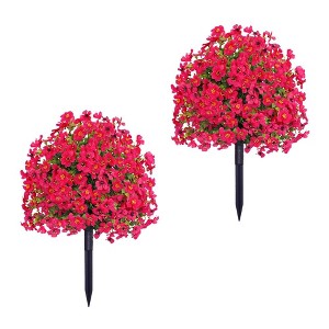 Artificial Plants Set of 2 with Ground Spike, UV Resistant Outdoor Faux Flowers, Weatherproof for Entryway Garden Porch - 1 of 4