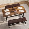 Dining Table Set for 4-6, 63" Large Extendable Dining Room Table Set for 6, Wood Rectangle Kitchen Table with 2 Soft Benches - 2 of 4