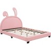 Streamdale Full Size Upholstered Leather Platform Bed with Rabbit Ornament, Pink - 3 of 4