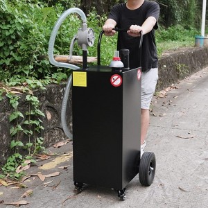 40 Gallon Portable Fuel Caddy,Fuel Transfer Storage Tank with Reversible Rotary Hand Siphon Pump with 4 Rolling Flat-Free Rubber Wheels for Cars,ATVs - 1 of 4
