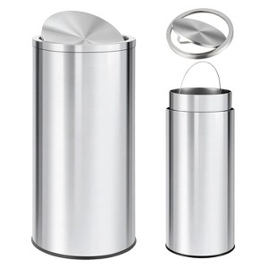 Stainless Steel Trash Can, Kitchen Garbage Can with Swing Lid & Removable Inner Bucket, Large Waste Bin for Office, Hotel, Silver - 1 of 4