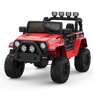 12V Kids Ride On Truck Car - 2 Speeds, Spring Suspension, Remote Control, LED Lights, MP3 Player, Safety Belt - 1 of 4