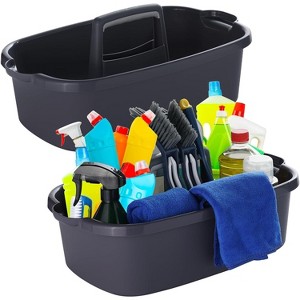 2-Pack Large Cleaning Caddy with Handle, Portable Plastic Tote Organizer for Shower, Bathroom, Kitchen Under Sink Storage - 1 of 4