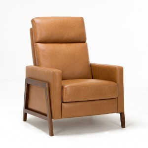 Push Back Leather Recliner with Footrest, 118-150° Adjustable Wingback Chair for Living Room, Bedroom, Small Spaces – Cocoa - 1 of 4