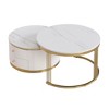 Ridstar 2 Pieces Modern Round Nesting Coffee Tables with Drawers For Living Room & Lounge Area-White - 2 of 4