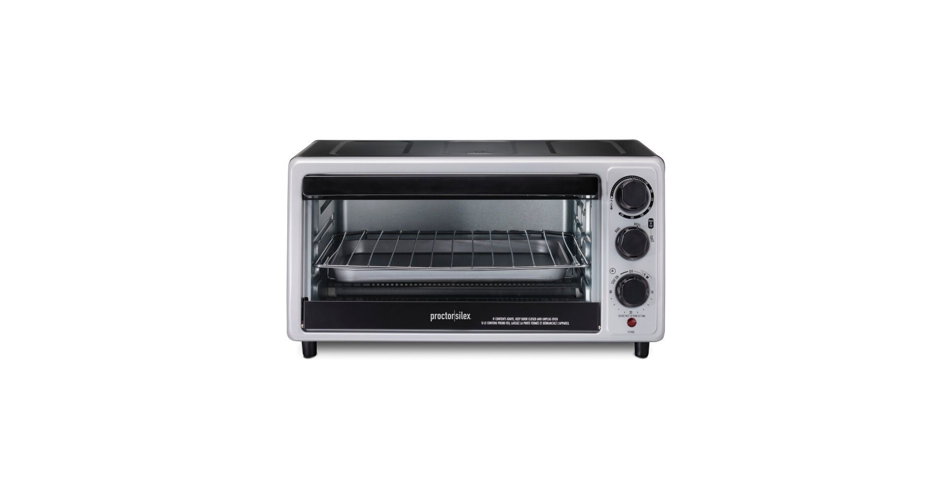 Proctor Silex 6sl Toaster Oven 31124: Countertop Small Oven, 1500W, Silver, Includes Broiler & Baking Pan, Freestanding