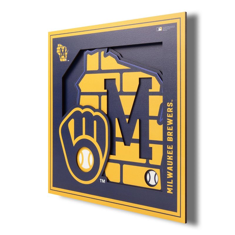 MLB Milwaukee Brewers 3D Logo Series Wall Art - 12&#34;x12&#34;, 1 of 5
