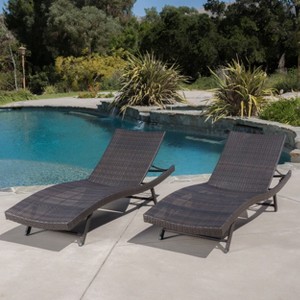XIYUYEU Patio Chaise Lounges Set of 2 Wicker Lounge Chair Modern Recliner for Outside - 1 of 4