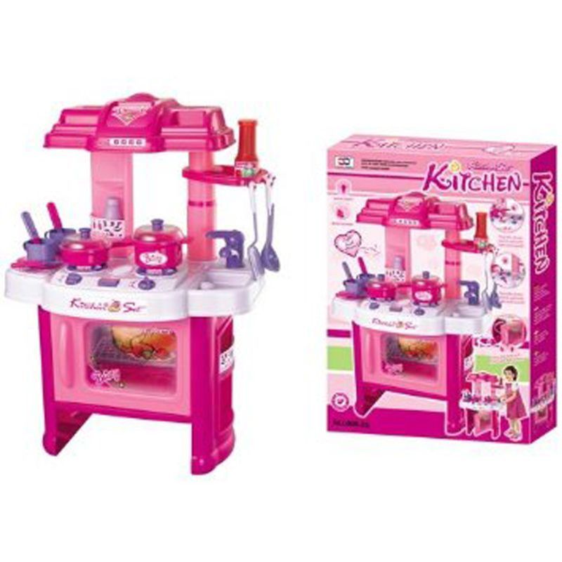 Insten Pink Play Kitchen Pretend Cooking for Kids and Toddlers, 16 x 10 x 24 in, 1 of 4