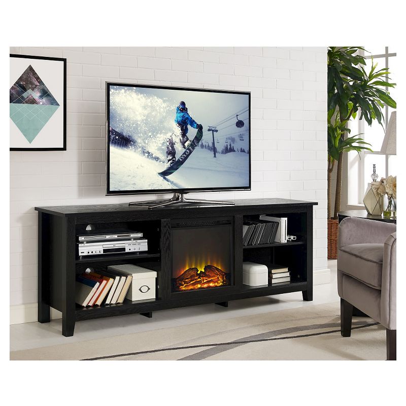 Ackerman Modern Open Storage with Electric Fireplace TV Stand for TVs up to 80" - Saracina Home, 5 of 11