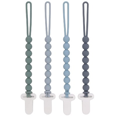 4-Pack Silicone Pacifier Clips with One-Piece Beads for Baby - Holders for Teething Relief and Baby Essentials