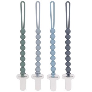4-Pack Silicone Pacifier Clips with One-Piece Beads for Baby - Holders for Teething Relief and Baby Essentials - 1 of 4
