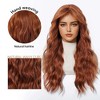 Jessie's Wig Copper Ginger Long Curly Straight Synthetic Wigs for Women Water Wave With Bangs Heat Resistant Cosplay party 24 Inch - 3 of 4