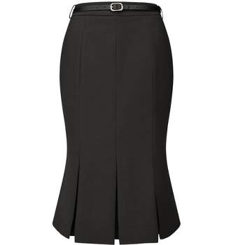 Hobemty Women's Pencil Skirt High Waist Split Back Work Midi Skirts ...