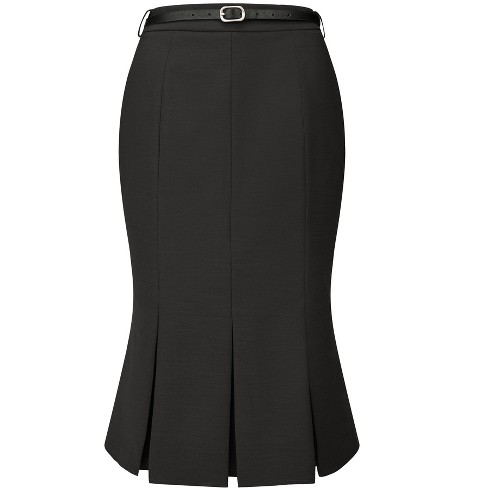 Hobemty Women's Elegant Skirt With Belt Below Knee Length Fishtail ...