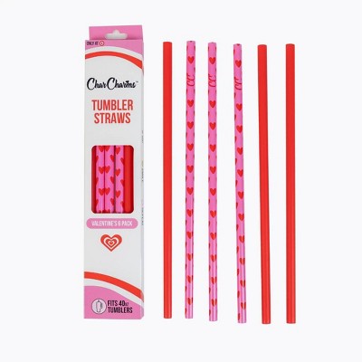 CharCharms 6pk 40oz Galentines Water Bottle Straws