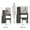 Dolonm 29.2" Small Size Left Bedside Cabinet Vanity Table + Cushioned Stool, Large Sliding, Touch Control, Brightness Adjust LED Mirror - 2 of 4