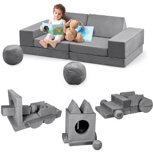 Kids Couch 12PCS Fold Out Toddler Couch with 2 balls, Modular Kids Couch for Playroom Creative Game Play Couch, Free DIY - 1 of 4