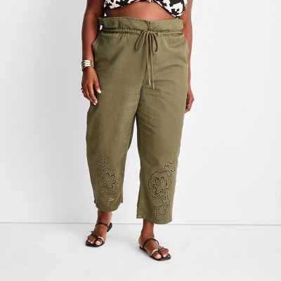 Genny pleat-detail flared trousers - Green