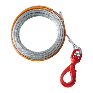VEVOR Galvanized Steel Winch Cable, 3/8 Inch x 50 Feet 15,200 lbs Breaking Strength, Wire Winch Rope with Swivel Hook, Towing Cable Heavy Duty - 1 of 4