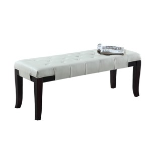 Syemin Ottomans and Benches Linon Tufted Entryway Bench, Faux Leather Vintage Bedroom Bench, Upholstered Bedroom Benches, White, 44"*16"*18.25" - 1 of 4