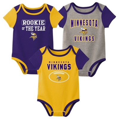 NFL Minnesota Vikings Baby Boys' 3pk Bodysuit Set
