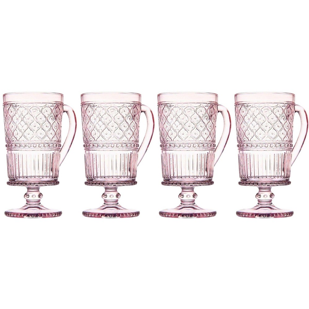 Photos - Glass Godinger Silver Set of 4 Claro Footed Coffee Mugs Pink