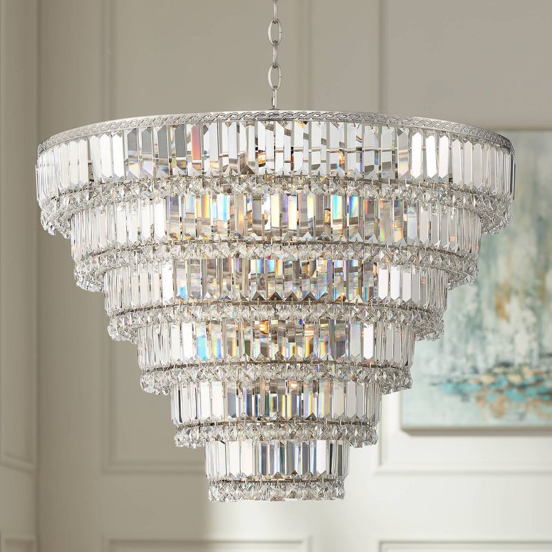 Vienna Full Spectrum Silver Hanging Chandelier 28 1/2" Wide Traditional Crystal Shade Fixture for Dining Room House Entryway, 2 of 9
