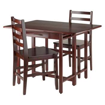 3pc Taylor Drop Leaf Dining Set with Ladder Back Chairs Walnut - Winsome