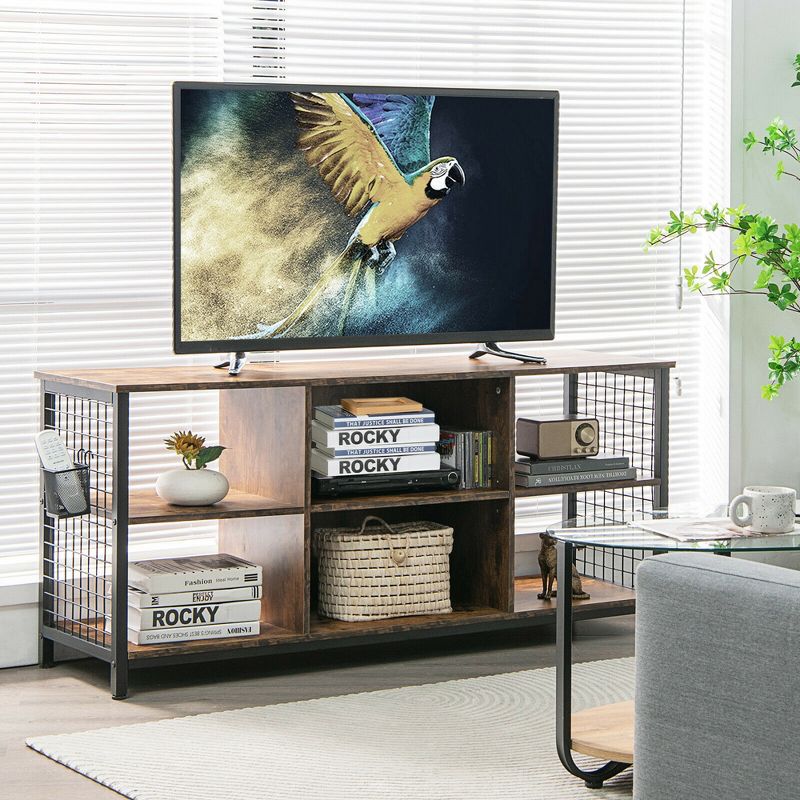 Costway 3-Tier TV Stand for TV's up to 65'' Entertainment Media Center w/Storage Basket, 3 of 11