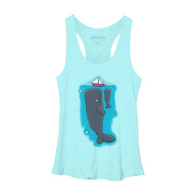 Women's Design By Humans Cute whales and sailing boat cartoon illustration By thefrogfactory Racerback Tank Top