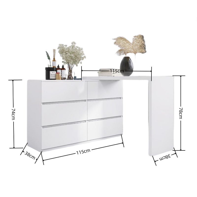 Vanity Dresser Table with 6 Drawers and Extended Desktop, Console Table for Entryway, Hallway, Living Room - The Pop Home, 5 of 7