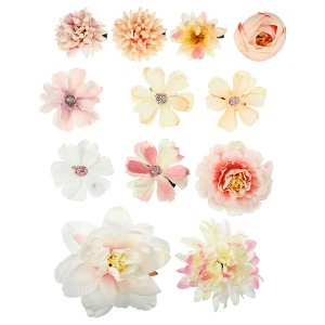 Unique Bargains Women's Fake Flowers Hair Clips Pink White 12 Pcs - 1 of 4
