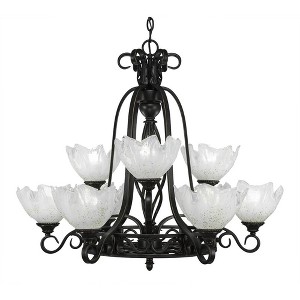 Toltec Lighting Elegante 9 - Light Chandelier in  Dark Granite with 7" Gold Ice Shade - 1 of 1