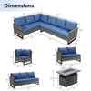 4 Pieces Outdoor Patio Furniture Set with 43" Fire Pit Table, Rattan Patio Sectional Sofa Conversation Set with Propane Fire Pit and Coffee Table - 4 of 4