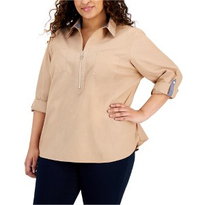 Tommy Hilfiger Womens Chambray Roll Tab Tunic Blouse - 1 of 1