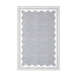 Indoor Modern Washable Area Rugs with Scalloped Print, Ultra Thin Non Slip Throw Carpet for Bedroom Living Room - 1 of 4