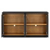 Hostack 4-Door Sideboard Cabinet with Glass Doors, Large Storage and Adjustable Shelves for Kitchen and Dining Room, Black - 2 of 4