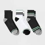 Pair of Thieves Men's 3pk Striped Cushion Ankle Socks - Black/White 6-12