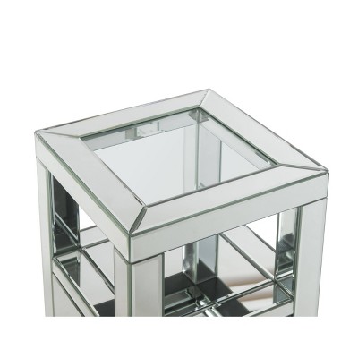 Noralie Mirrored Glass Accent Table with Faux Diamonds