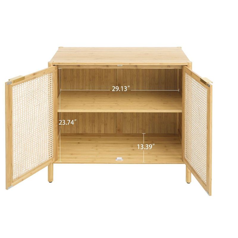 Aash 2-Doors Solid Bamboo Storage Cabinet,Farmhouse Storage Cabinet With 1 Adjustable Inner Shelves-The Pop Home, 5 of 10