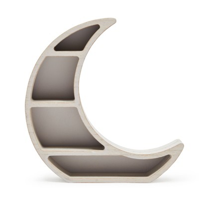 Lunar Charm White Wooden Crescent Wall Shelf