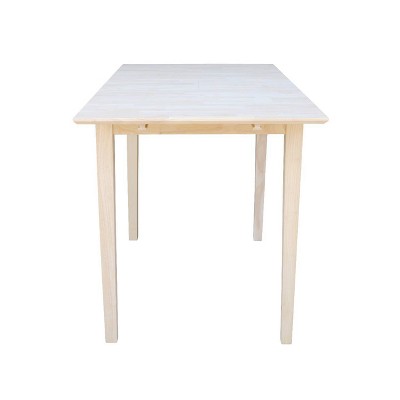 Casual Shaker-Style Extendable Counter Height Dining Table in Unfinished Wood
