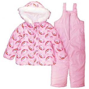 Carter's Little Girls' 2-Piece Unicorn Rainbow Snowsuit Set, Pink, 4 - 1 of 3