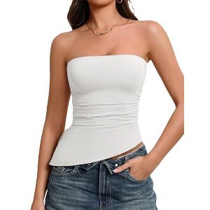 BABYLCLUB X-top White ギャル y2k Avidlove Tube Tops for Women Trendy Summer Asymmetrical Ruched