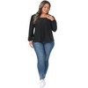 Women's Plus Size Square Neck Hollow Eyelet Long Sleeve Dressy Shirts - Agnes Orinda - 3 of 4