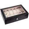 Watch Box – Watch Display Case, Lockable Pu Leather Storage Organizer With 12 Removable Pads, Black, 12 X 8 X 3 Inches - image 2 of 4