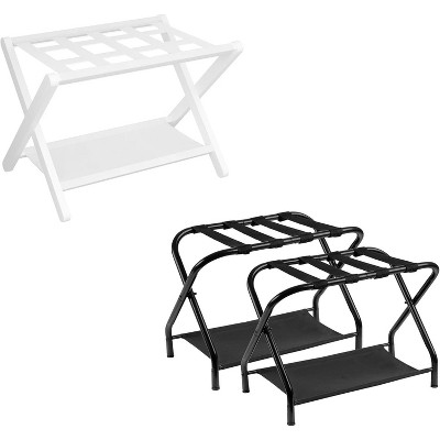 Heybly Luggage Rack, Pack of 2, Folding Suitcase Stand with Storage Shelf
