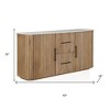 HomeRoots 63" Brown And White Solid Wood And Marble Ribbed Texture Sideboard with Two Doors - 3 of 4