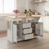 YOOCOZZ Multifunctional Extendable Kitchen Island Cart, US Standard Outlet, 5 Wheels, 1inch Thick Top Board - White - 3 of 4